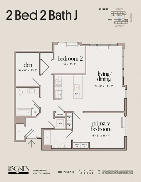 Floor plan for 2 beds, 2 baths, 1206 sqft